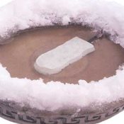 use bird bath heaters to defrost ice during the winter